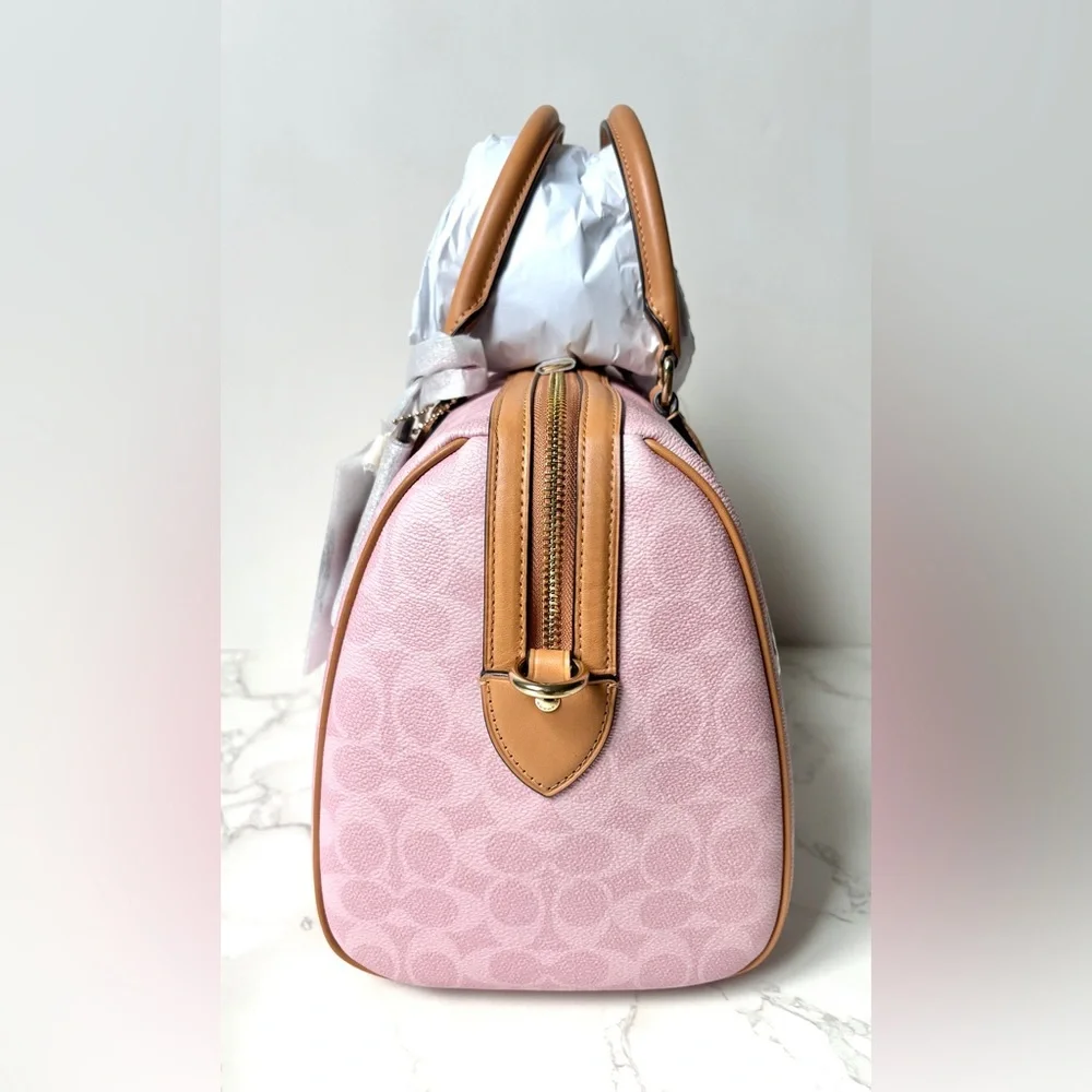 New Coach Large Rowan Powder Pink in Signature Canvas 2026 Release - Picture 7 of 15
